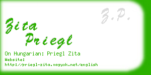 zita priegl business card